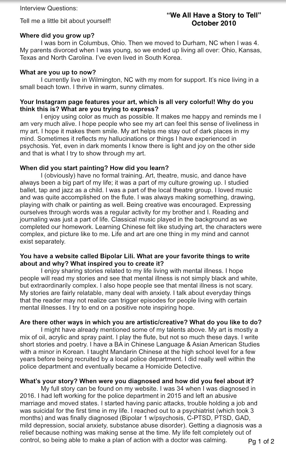 Interview Pg 1